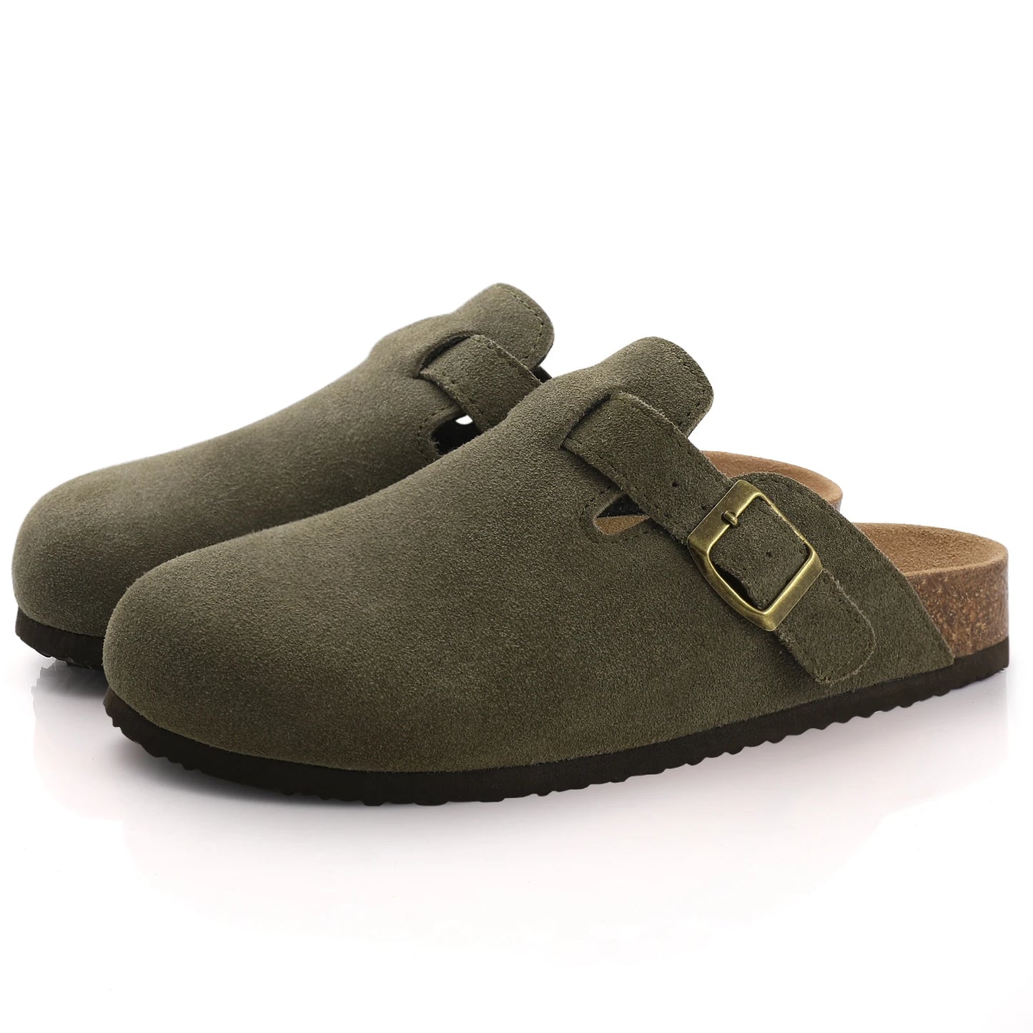 Comwarm – Mules en daim pour femmes, pantoufles, sabots pour hommes, sandales à semelle intérieure en liège avec Support d'arc, diapositives de plage en plein air, chaussures de maison